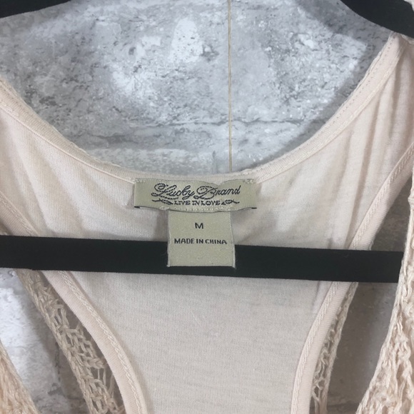 Lucky Brand Knit Lace Cream White Top - Picture 2 of 3